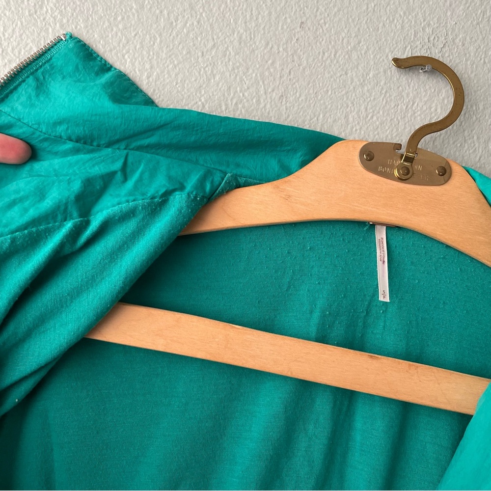 Free People | Teal Retro Zip-Up Windbreaker Bomber Jacket - Picture 11 of 11